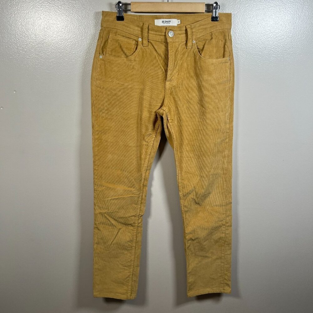Hudson Blake Slim Straight Corduroy Pants Size 30x32 Yellow Fall Mid Rise